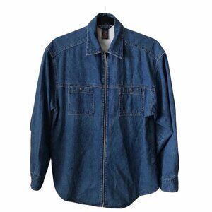 Vintage Blue Shaver Lake Zip Front Denim Shirt Jacket